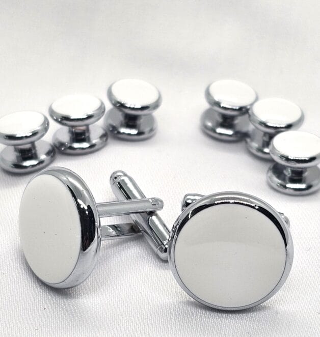White Studs & Cufflinks Set