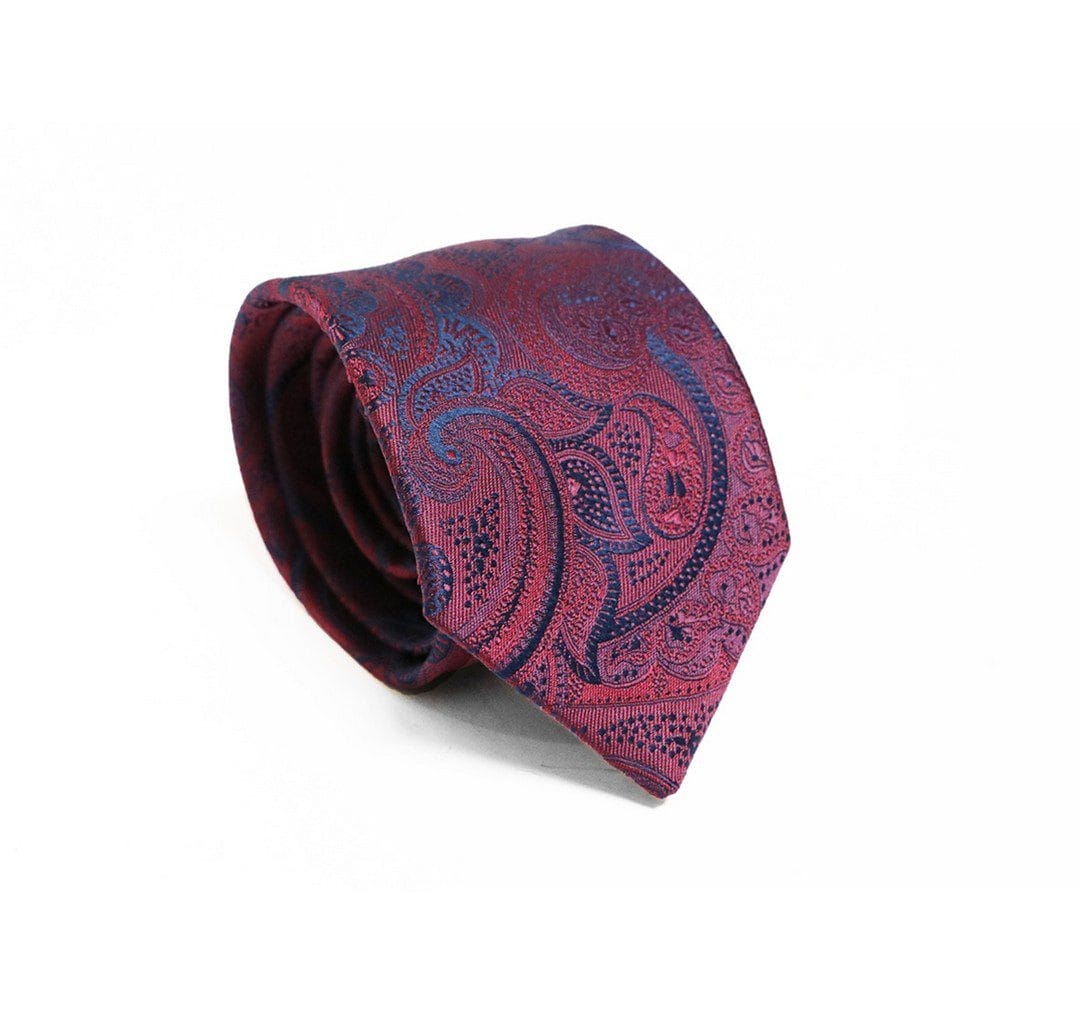 Premium Fellini Lux Paisley Burgundy Tie
