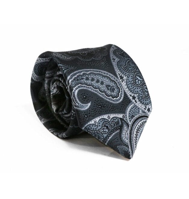 Premium Fellini Lux Paisley Charcoal Tie