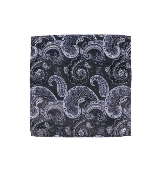 Charcoal Paisley Pocket Square