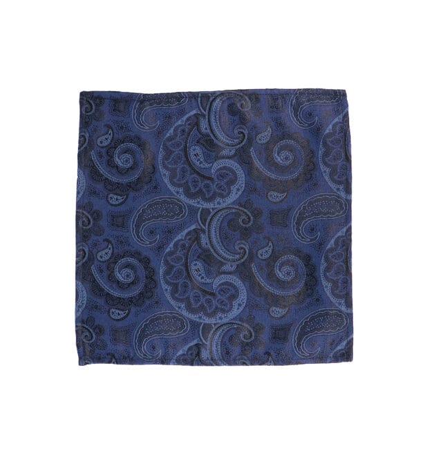 Navy Paisley Pocket Square