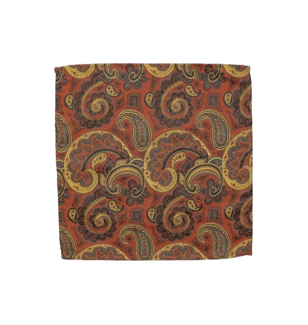 Cognac Paisley Pocket Square