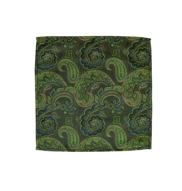 Olive Paisley Pocket Square