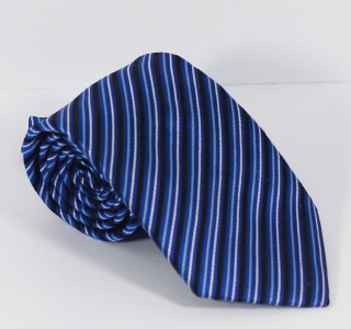 Blue, Black and White Stripe Tie